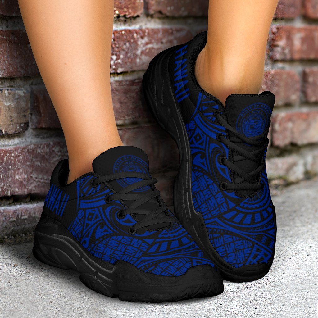 Hawaii White Chunky Sneakers Blue - Circle Style - Polynesian Pride