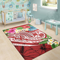 Tonga Polynesian Area Rug - Summer Plumeria (Red) - Polynesian Pride