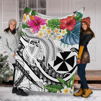 Wallis and Futuna Polynesian Premium Blanket - Summer Plumeria (White) - Polynesian Pride