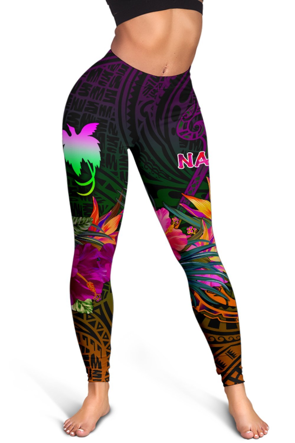 Papua New Guinea Personalised Women's Leggings - Summer Hibiscus - Polynesian Pride