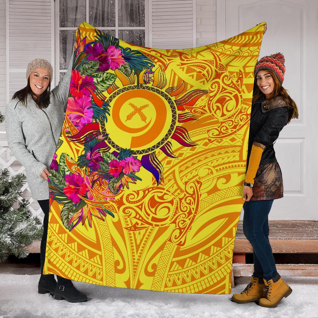 Polynesian Blankets - Vanuatu Symbols With Hibiscus - Polynesian Pride