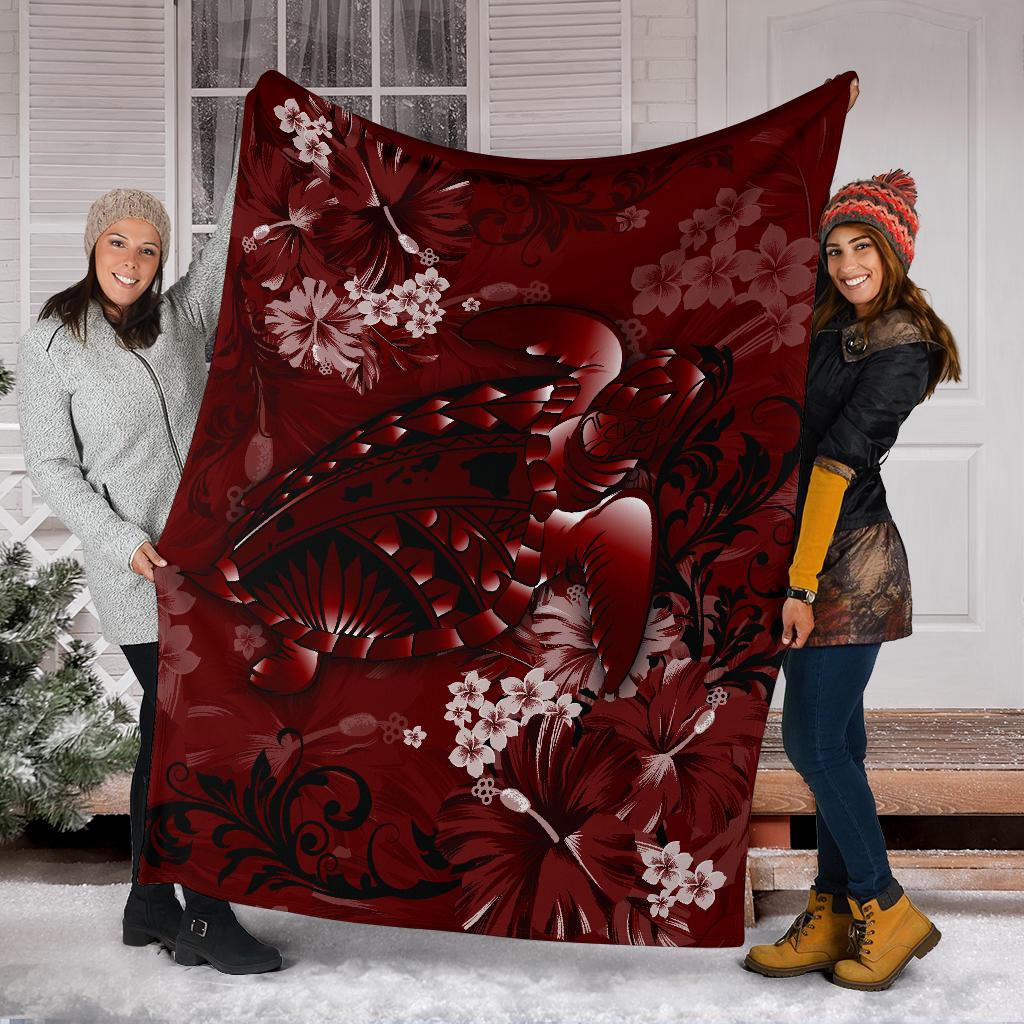 Hawaii Blanket - Hawaii Turtle Magenta Premium Blanket - Polynesian Pride