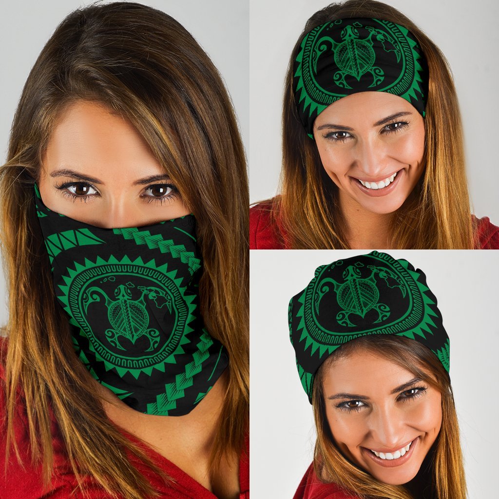 Hawaiian Turtle Map Black Green Bandana 3 - Pack - Polynesian Pride