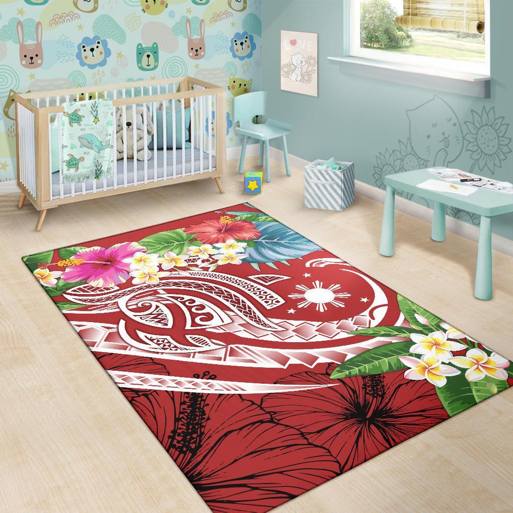 The Philippines Area Rug - Summer Plumeria (Red) - Polynesian Pride