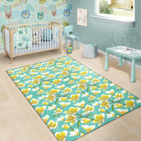 Tropical Plumeria Blue Rug - Polynesian Pride