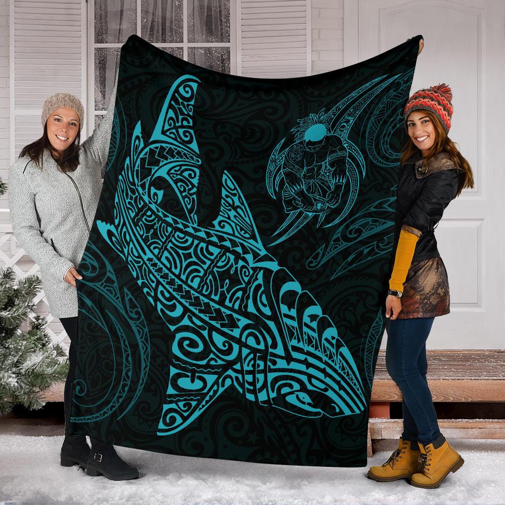Shark Polynesian Blanket - Polynesian Tattoo Blue - Polynesian Pride