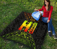 Hawaii Polynesian Quilt - Hawaii Map Reggae Color Version - Polynesian Pride