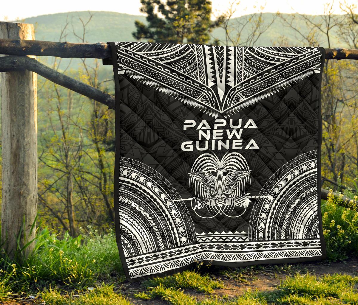 Papua New Guinea Premium Quilt - Papua New Guinea Coat Of ArmsPolynesian Chief Black Version - Polynesian Pride