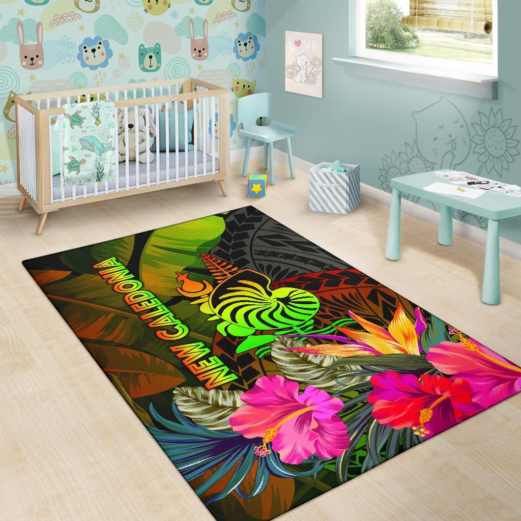 New Caledonia Polynesian Area Rug - Hibiscus and Banana Leaves - Polynesian Pride