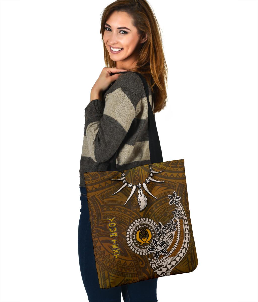 Pohnpei Custom Personalised Tote Bags - Polynesian Boar Tusk Tote Bag One Size Brown - Polynesian Pride