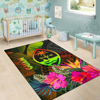 Guam Polynesian Area Rug - Hibiscus and Banana Leaves - Polynesian Pride