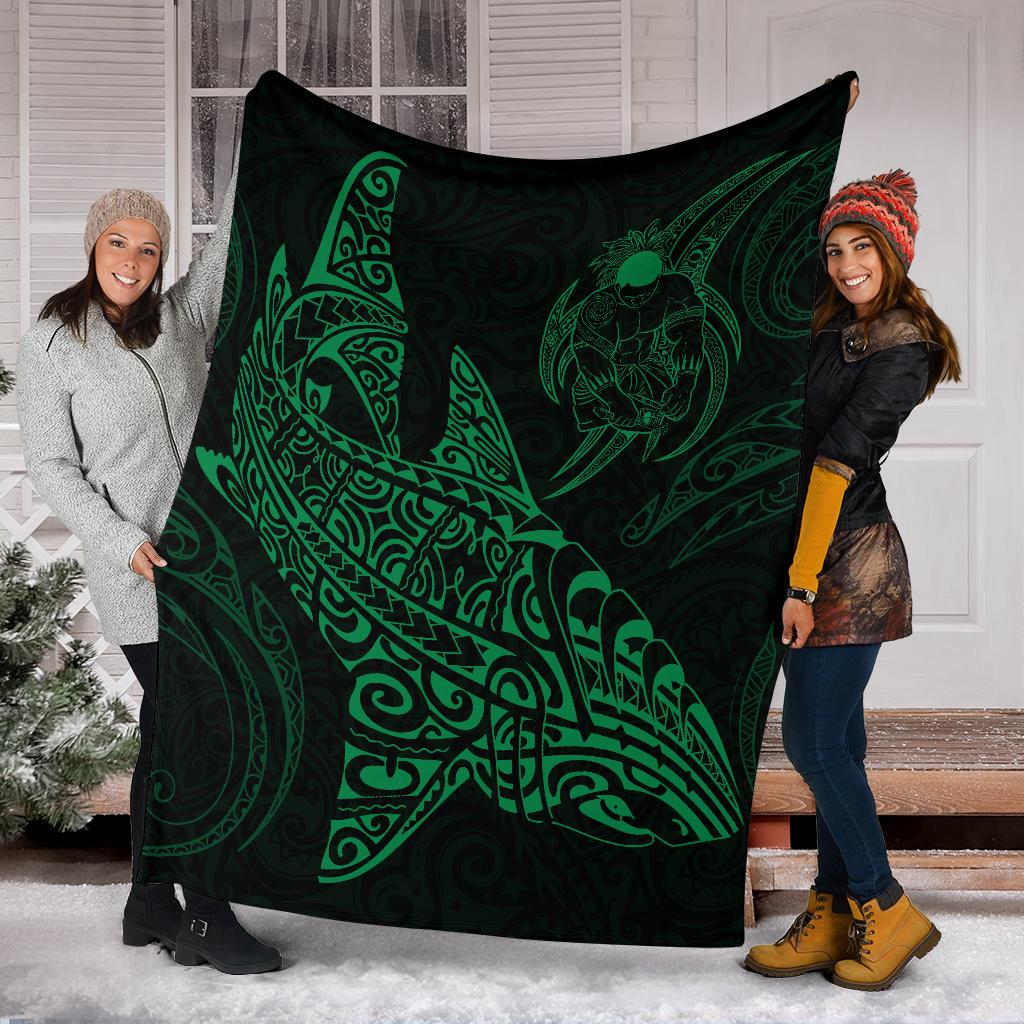 Shark Polynesian Blanket - Polynesian Tattoo Green - Polynesian Pride