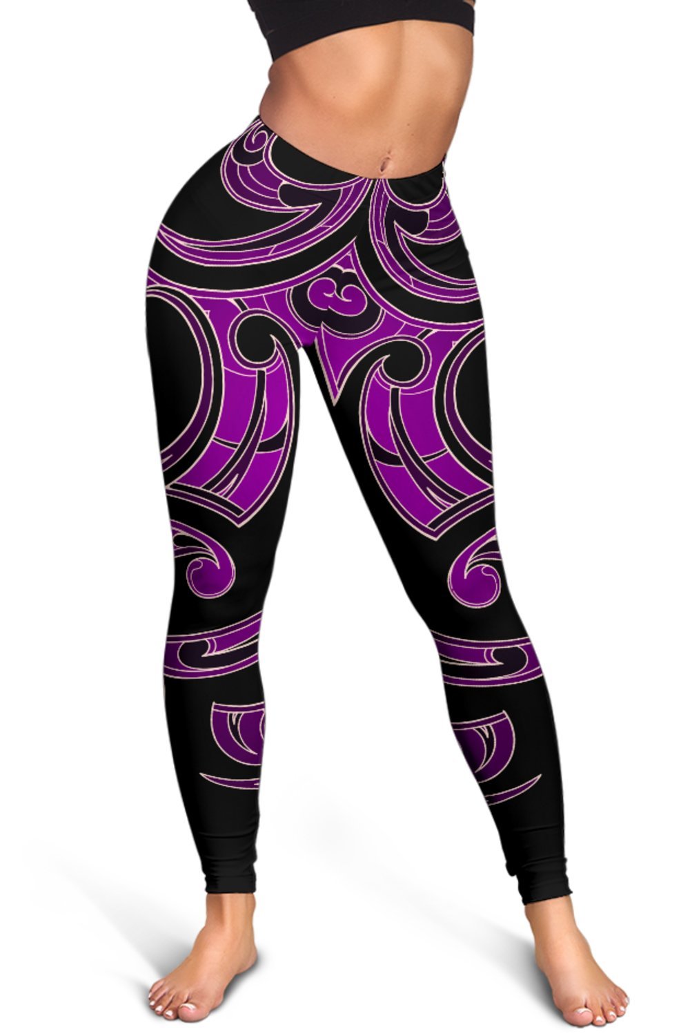 Hawaii Tribal Polynesian Women's Leggings - Purple - Juno Style - AH - Polynesian Pride