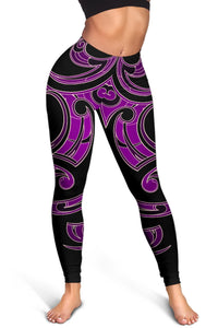 Hawaii Tribal Polynesian Women's Leggings - Purple - Juno Style - AH - Polynesian Pride