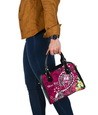 Guam Custom Personalised Shoulder Handbag - Turtle Plumeria (Pink) - Polynesian Pride