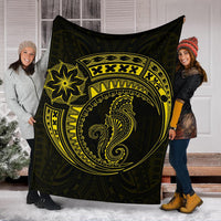 Seahorse Polynesian Blanket - Polynesian Tattoo Yellow - Polynesian Pride