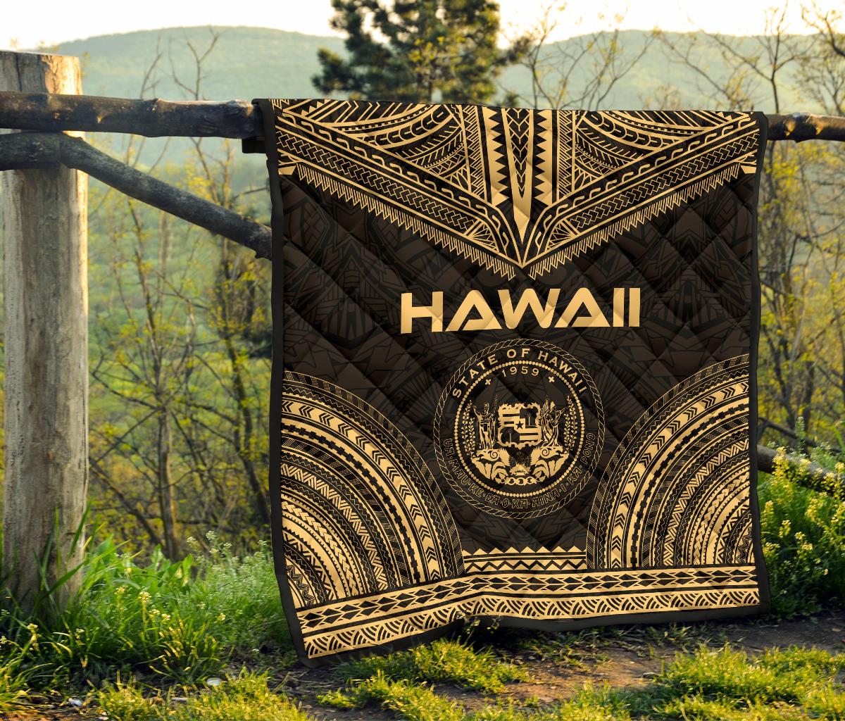 Hawaii Premium Quilt - Hawaii Seal Polynesian Chief Gold Version - Polynesian Pride
