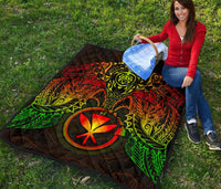 Hawaii Polynesian Premium Quilt - Reggae Kanaka Maoli Turtle Manta Ray - Polynesian Pride