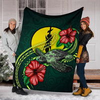 New Caledonia Polynesian Premium Blanket - Green Turtle Hibiscus - Polynesian Pride