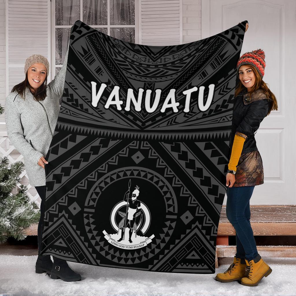 Vanuatu Premium Blanket - Vanuatu Seal With Polynesian Tattoo Style - Polynesian Pride