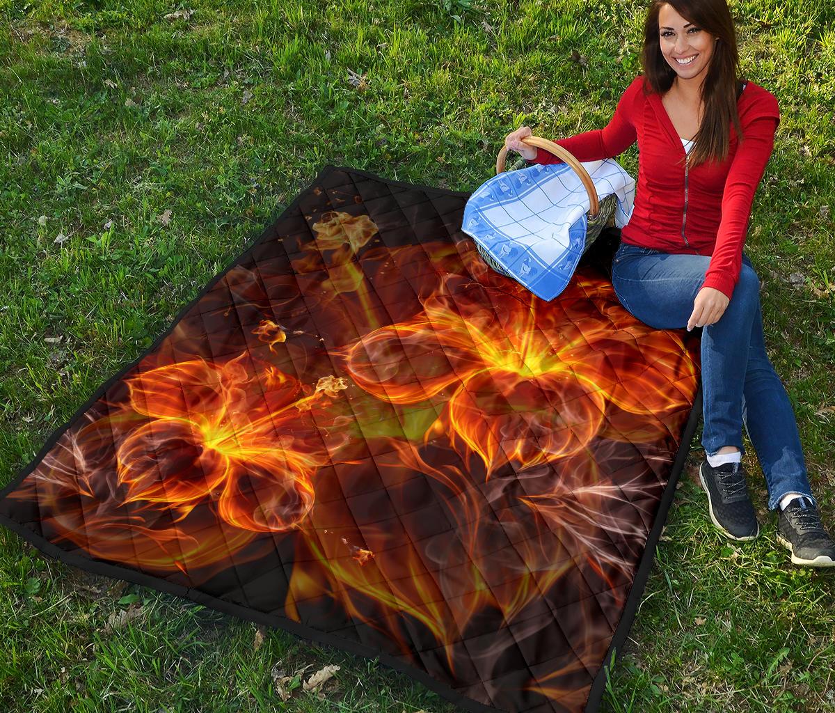 Hawaii Hibiscus Fire Premium Quilt - Polynesian Pride