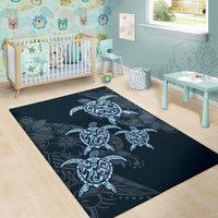 Plumeria Polynesian Deep Sea Hawaii Turtle Area Rug AH - Polynesian Pride