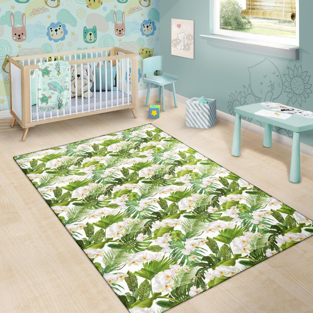 Tropical Plumeria White Rug - Polynesian Pride