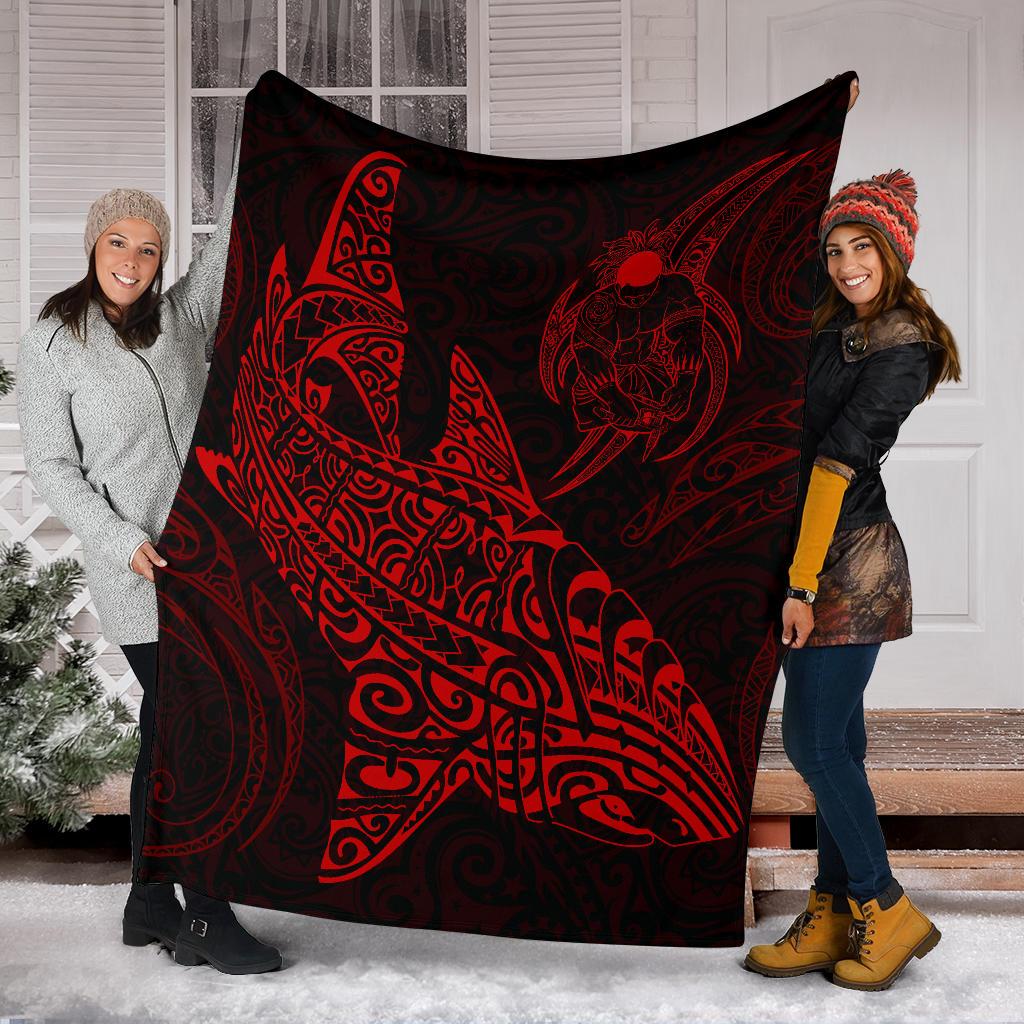 Shark Polynesian Blanket - Polynesian Tattoo Red - Polynesian Pride