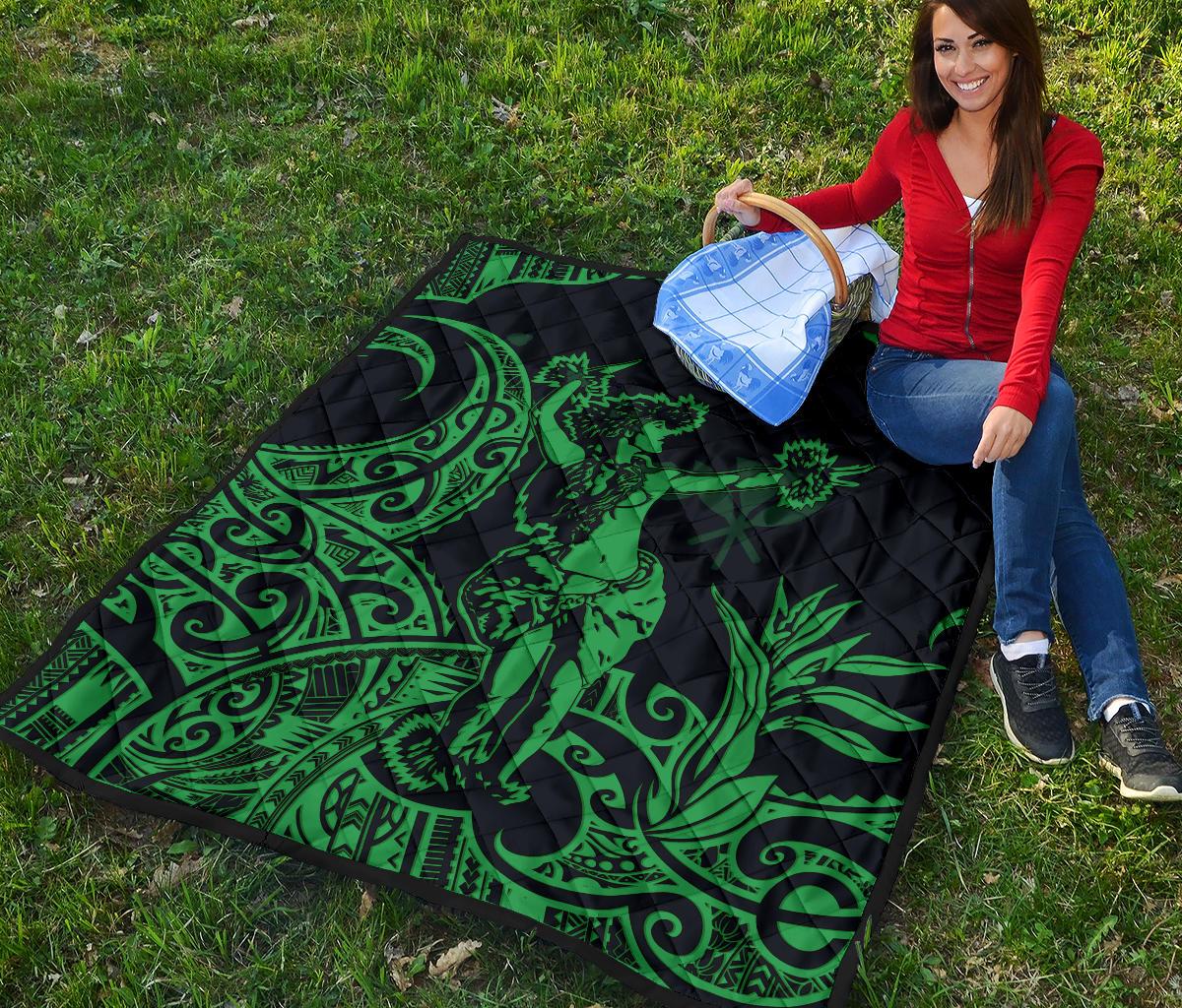 Polynesian Hawaii Premium Quilt - Hula Girl Green - Polynesian Pride