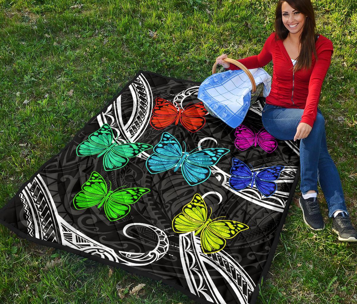 Hawaii Polynesian Butterflies Premium Quilt - Polynesian Pride