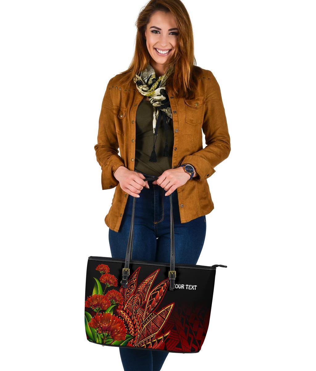 Polynesian Hawaii Personalised Large Leather Tote Bag - Ohia Lehua - Polynesian Pride