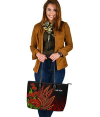 Polynesian Hawaii Personalised Large Leather Tote Bag - Ohia Lehua - Polynesian Pride