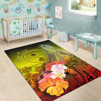 Custom Personalised Chuuk Area Rug - Humpback Whale with Tropical Flowers (Yellow) - Polynesian Pride