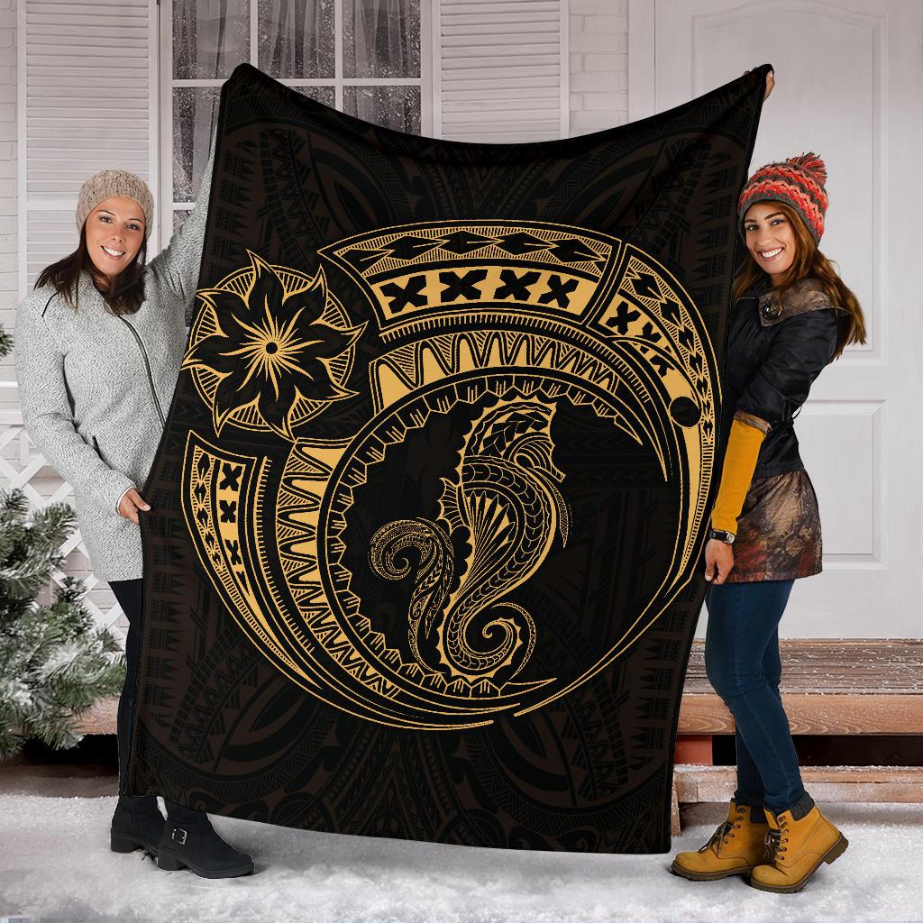 Seahorse Polynesian Blanket - Polynesian Tattoo Gold - Polynesian Pride