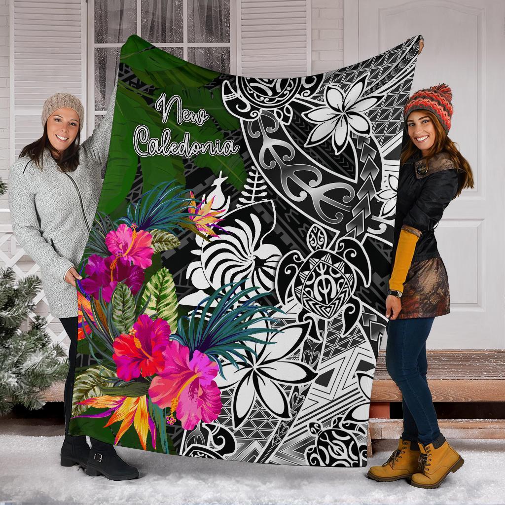 New Caledonia Premium Blanket - Turtle Plumeria Banana Leaf Crest - Polynesian Pride