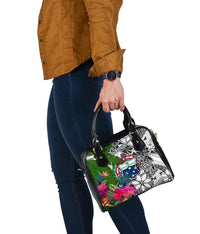 Samoa Shoulder Handbag White - Turtle Plumeria Banana Leaf - Polynesian Pride