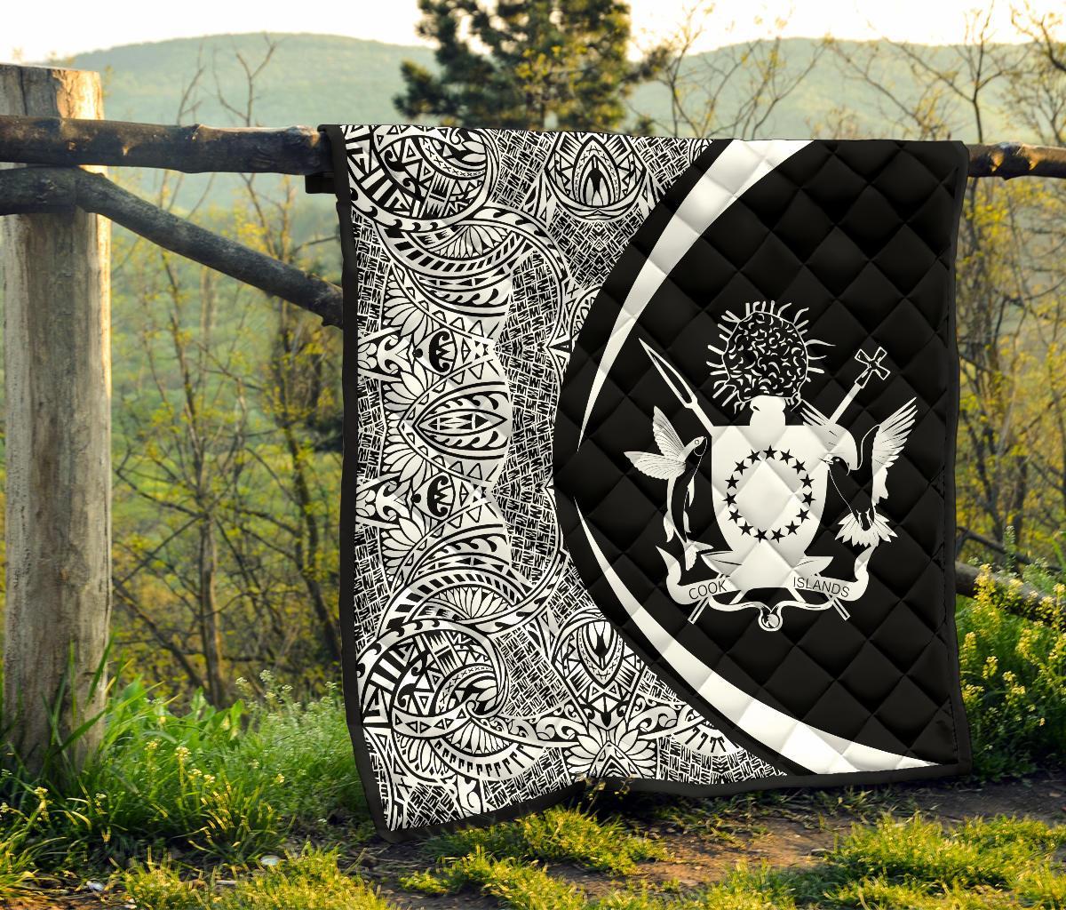 Cook Islands Coat Of Arms Polynesian Premium Quilt - Circle Style - 01 - Polynesian Pride