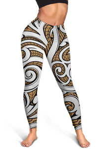 Polynesian Maori Ethnic Ornament Gold Hawaii Women's Leggings AH - Polynesian Pride