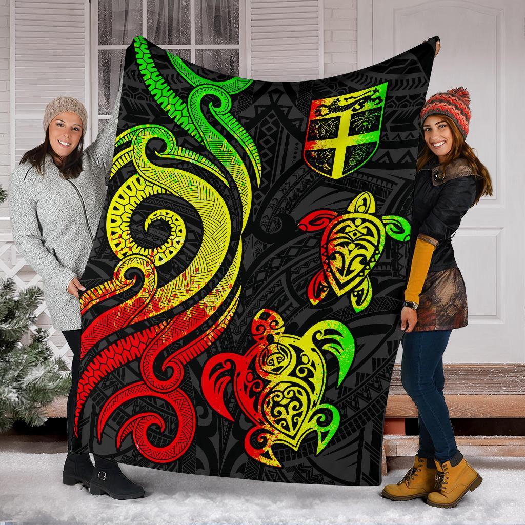 Fiji Polynesian Premium Blanket - Reggae Tentacle Turtle - Polynesian Pride