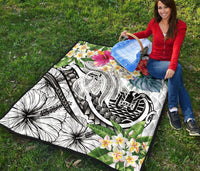 Tahiti Polynesian Premium Quilt - Summer Plumeria (White) - Polynesian Pride