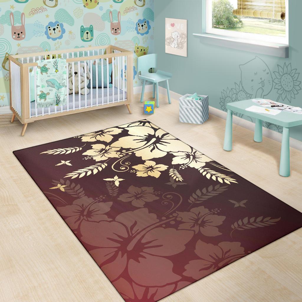 Hibiscus Golden Royal Area Rug AH - Polynesian Pride