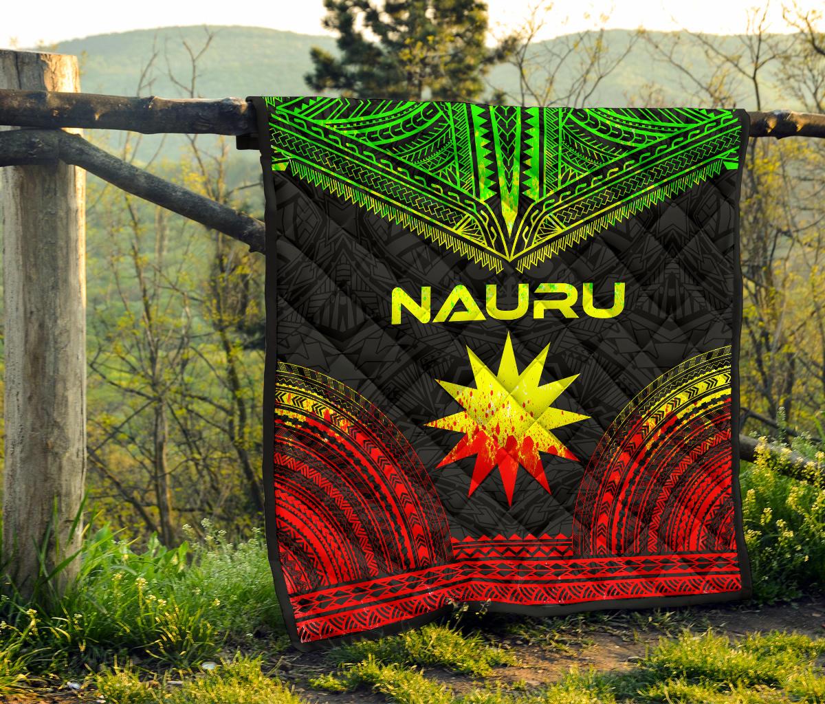 Nauru Premium Quilt - Nauru Flag Polynesian Chief Reggae Version - Polynesian Pride
