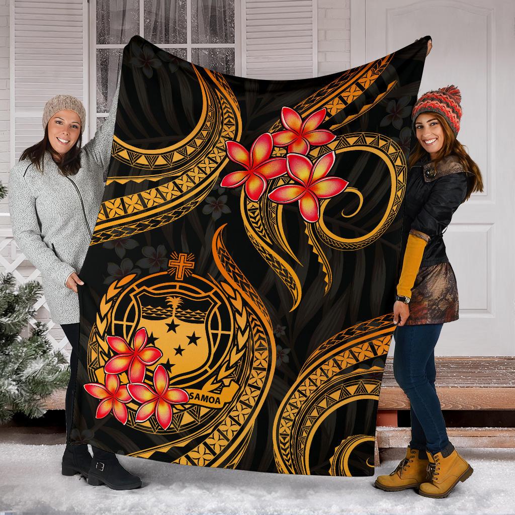 Samoa Polynesian Premium Blanket - Gold Plumeria - Polynesian Pride