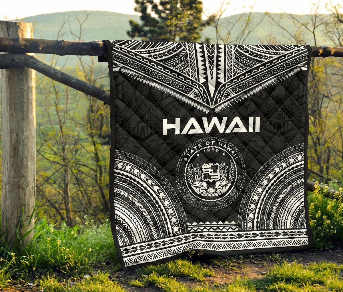 Hawaii Premium Quilt - Hawaii Seal Polynesian Chief Black Version - Polynesian Pride
