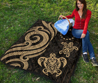 Cook Islands Premium Quilt - Gold Tentacle Turtle - Polynesian Pride