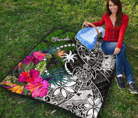 Chuuk Premium Quilt - Turtle Plumeria Banana Leaf - Polynesian Pride