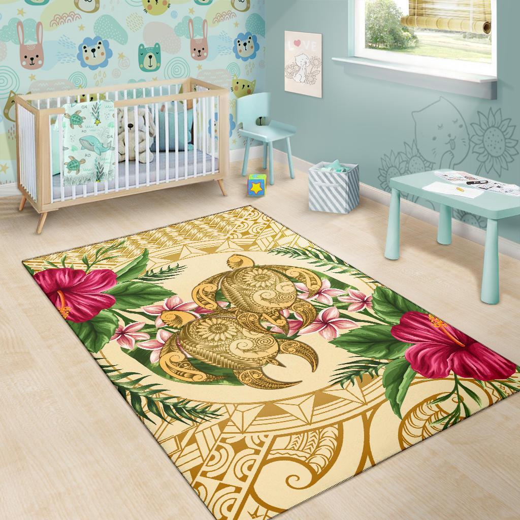hawaii Rug - Turtle Rug Strong Pattern Hibiscus Plumeria AH - Polynesian Pride