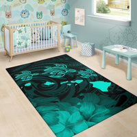 Hawaii Turtle Hibiscus Map Polynesian Area Rug AH - Polynesian Pride