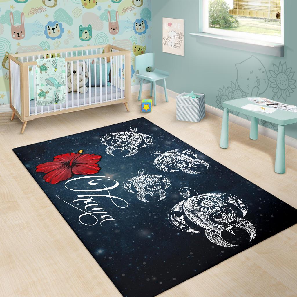 Hawaii Ohana Turtle Hibiscus Galaxy Rug - Polynesian Pride