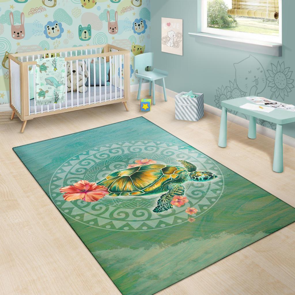 Hibiscus Turtle Swimming Area Rug AH - Polynesian Pride